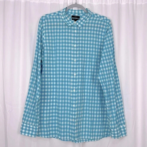 J. Crew Boy Crinkle Gingham Button Down Shirt Size 16T - Picture 1 of 7